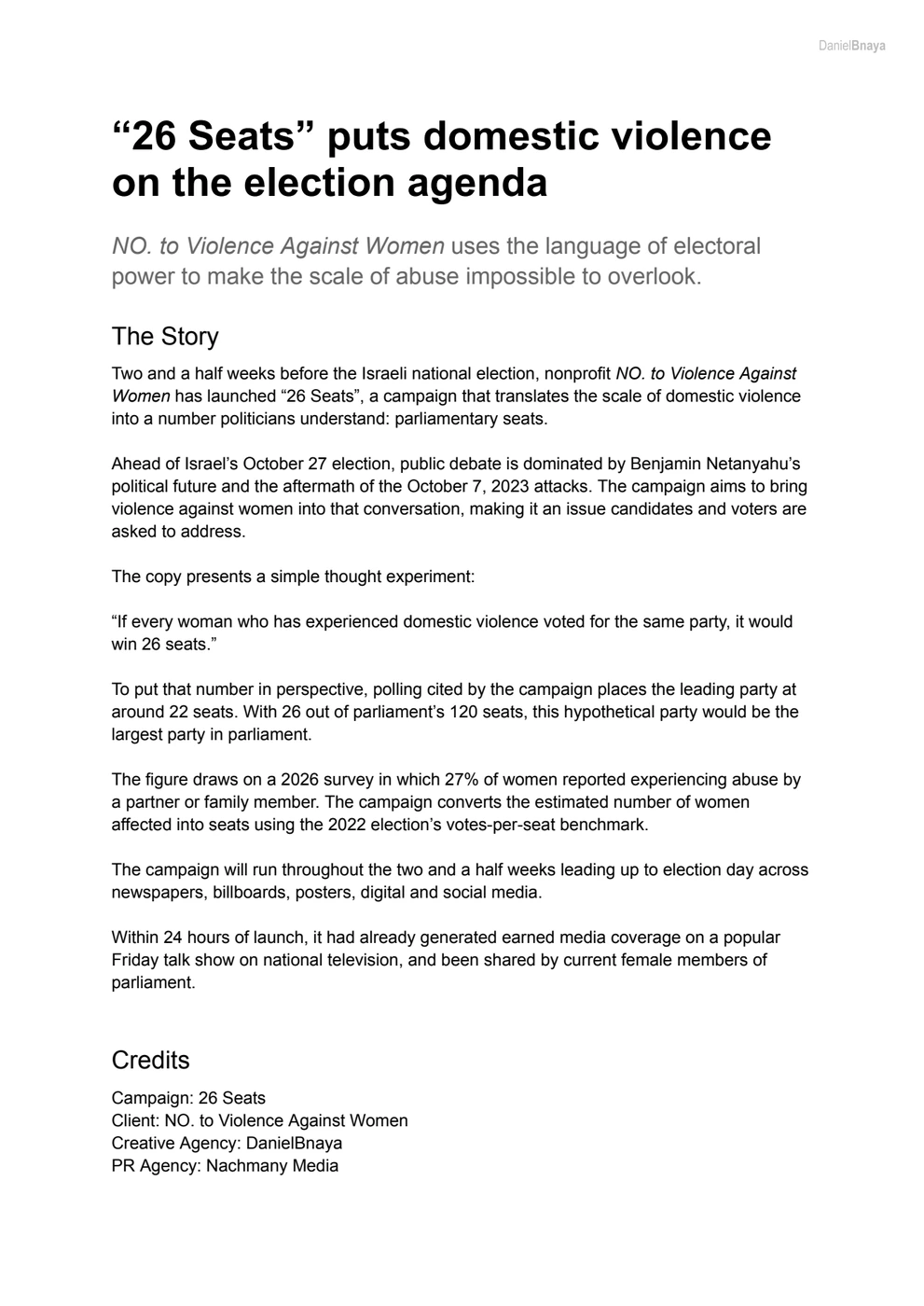 Press release, English. 2 pages.